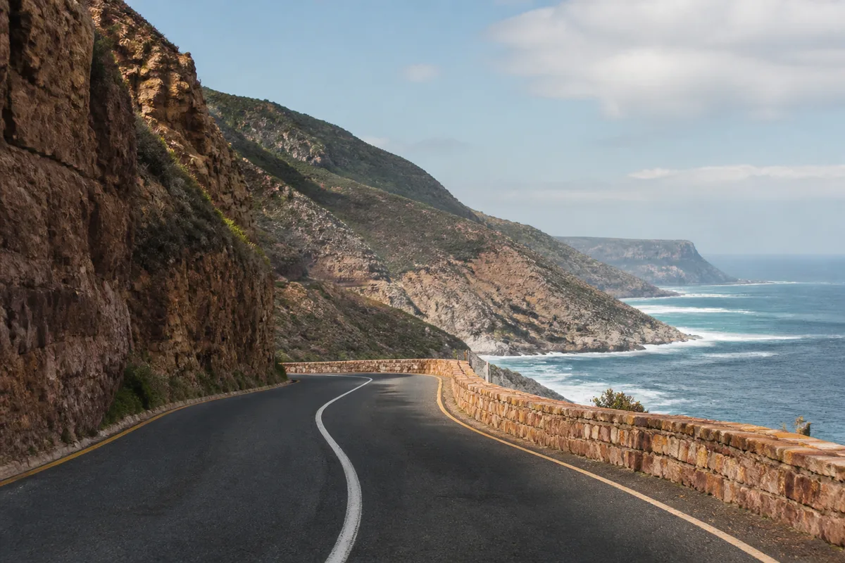 Route côtière de la péninsule du Cap près du cap de Bonne-Espérance